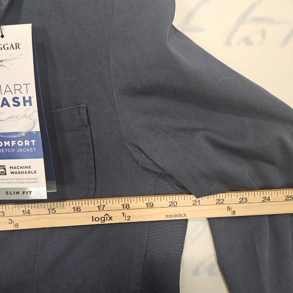 NWT Haggar Comfort Stretch Jacket Slim Fit Small 36/38 Blue Smart Wash $140 - Picture 6 of 11